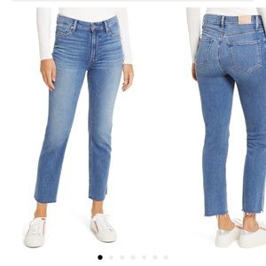 Paige Cindy Split Raw Hem Straight Leg Jeans